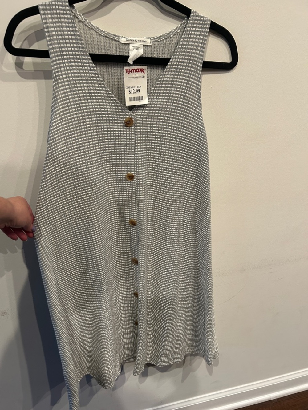 Caution To The Wind Gray Mini Dress with Button Front